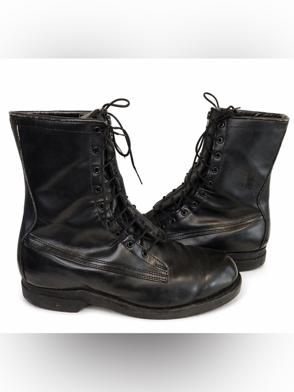 ADDISON SHOE COMPANY Men's VINTAGE 1975 Black Leather Combat Boots 9.5 EE